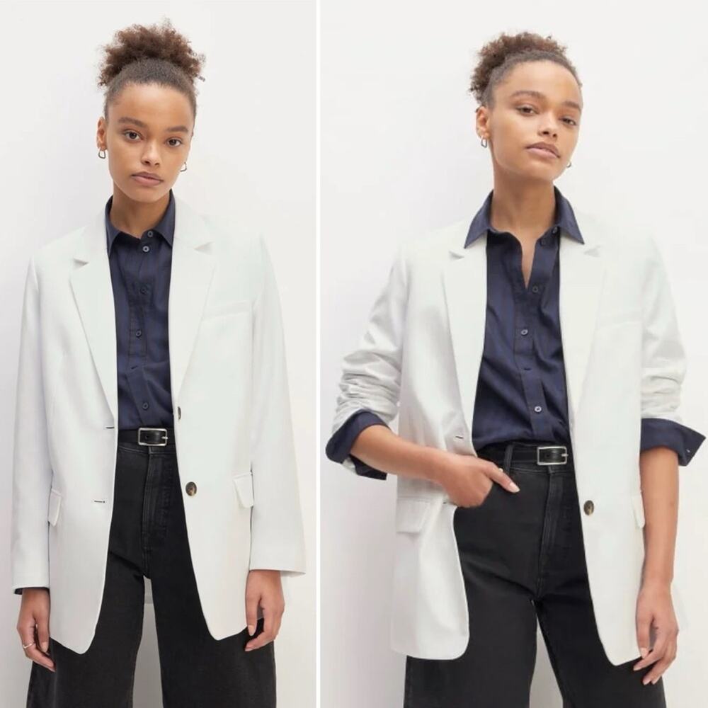 Everlane Oversized Blazer Buttersmooth White Sustainable Tailored Size 10 NEW